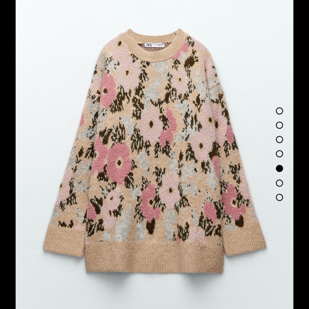 Oversized Floral Jacquard Knit Sweater